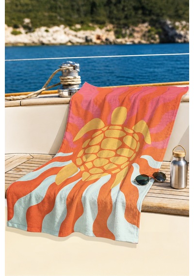 Deniz Kaplumbağası Tropikal Plaj Havlusu-marine Resort Turuncu Mercan Hızlı Kuruyan Mikrofiber Havlu Puslu Çayı