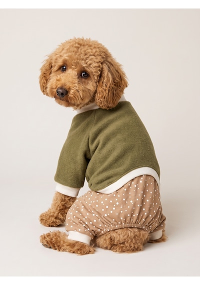 Latte & Matcha Kedi Rüyası Pamuklu Kedi Tulumu, Polar Sweatshirt Ve Mini Yastık 4 Parça