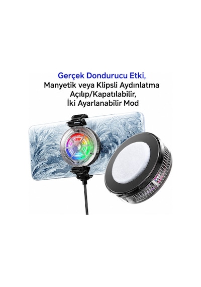 Hadron Hdx4379 Manyetik Telefon Soğutucu Fan Rgb Led Siyah