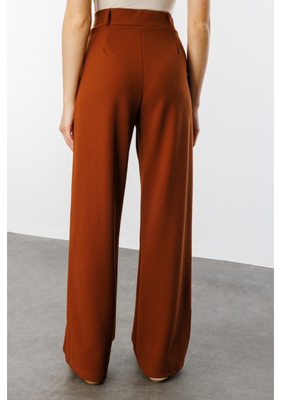 Genius Store Kadın Oversize Palazzo Pantolon Pantolon-001 Açık Kahverengi