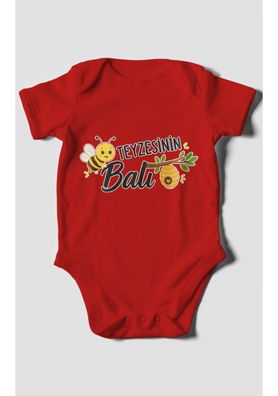 Morivokids Teyzesinin Balı Kısa Kollu Bebek Body %100 Pamuk Zbn225-kk Kırmızı