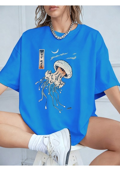 Noıssey Urban Pop Graphic Kadın Tişört Koleksiyonukod 5593 Bebe Mavi