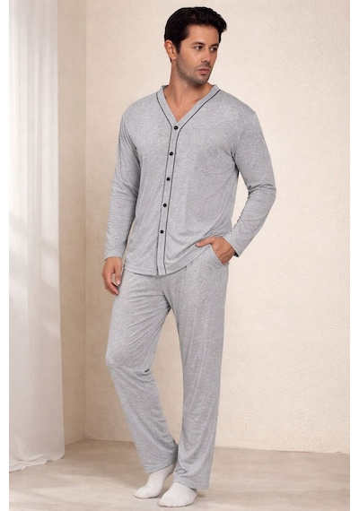 Erkek Pijama Takımı Açık Gri