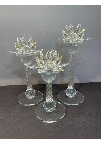 Peramari Dekoratif Kristal Cam Lotus Üçlü Mumluk Gold Gold 28 X 13 Diğer