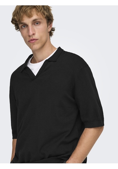 Only & Sons Onswyler Lıfe Rlx 12 Ss Splıt Knıt Noos Erkek Siyah Kazak - 22036158
