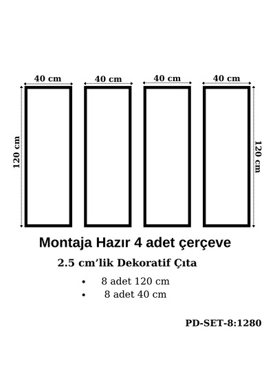 Montaja Hazır 8 Adet Çerçeve 2,5 Cm'lik Pd-set-8: 1280