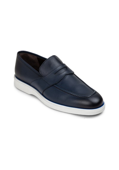 Deery Hakiki Deri Mavi Erkek Loafer Ayakkabı - 01960mmvıc01 Mavi