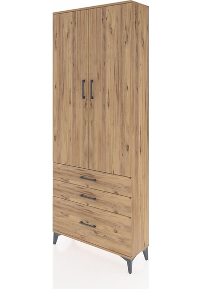 Arges Dolap 3 Raflı 3 Çekmeceli 2 Kapaklı 88x30x221 Çam-çam Atlas Çam