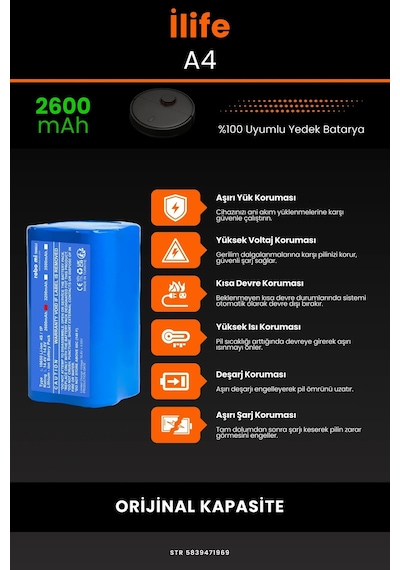 İlife A4 2600mAh Robot Süpürge Bataryası