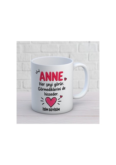 Anne İsim Alanlı Esprili Kupa Bardak Aile Temalı Tasarım 474 Beyaz Beyaz