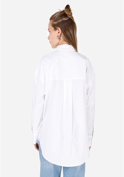 Colin's Colins Relaxed Fit Shirt Neck Düz Kadın Beyaz Uzun Kol Gömlek Cl1070174 Q1.v2 Wht Beyaz