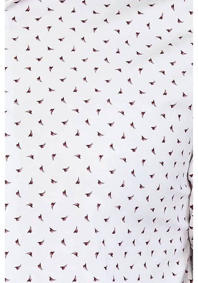 Minimal Bordo Motifli Beyaz Erkek Gömlek Wessi Beyaz