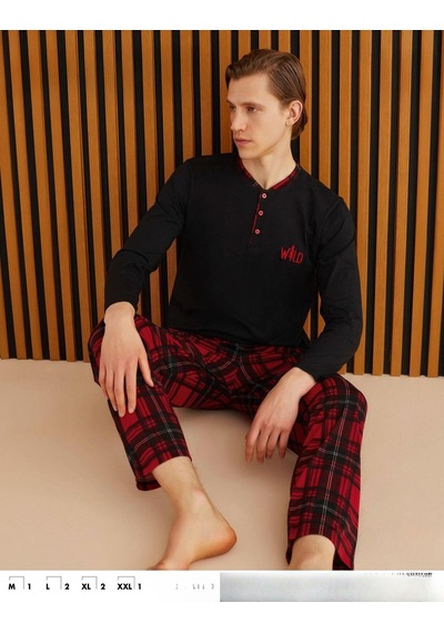 Pijamoni Erkek Süprem Uzun Kol İnce Pijama Takımı 6300-1 001