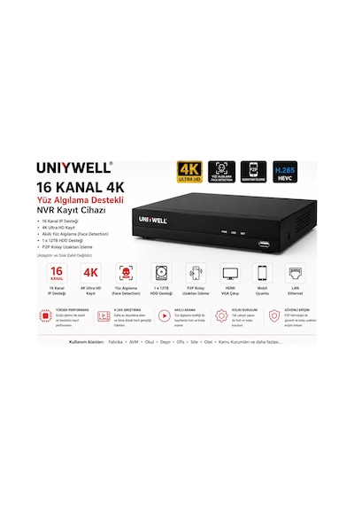 Unıywell Nvr-816a 16 Kanal 4k Yüz Algılama Destekli Nvr Kayıt Cihazı