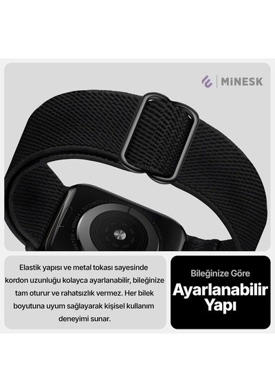 Apple Watch İçin Uyumlu Bilek Kalınlığına Göre Ayarlanabilir Yumuşak Kumaşlı Ve İnce Görünümlü Dayanıklı Sık Dokuma Kumaş Kordon Çok Renkli