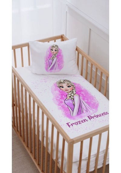 %100 Pamuk Anne Yanı Beşik Nevresim Takımı 60x100 Pembe Elsa
