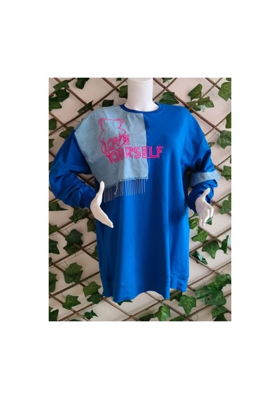 Çınar Boutique Kot Detaylı Sweatshirt Mavi Mavi