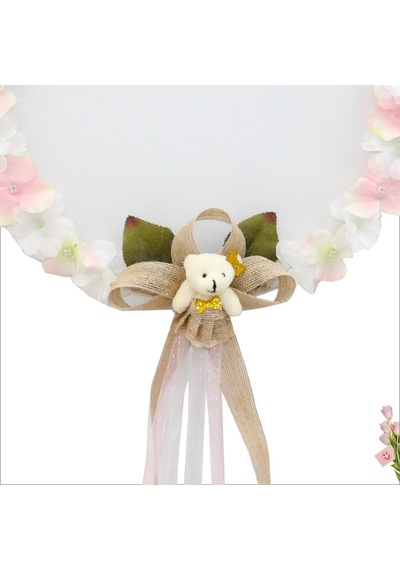 Süslebabypartystore Çiçekli Ve Ayıcıklı 37Cm Kasnak Kapı Süsü Çok Renkli