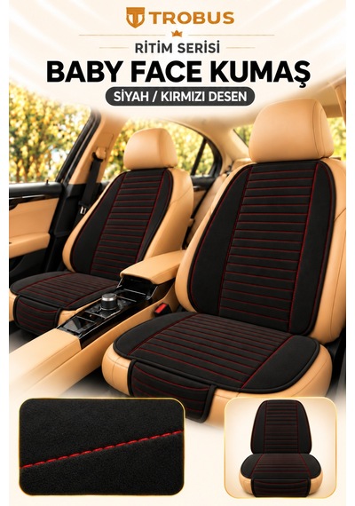 Trobus Ritim Hyundai H100 1994-2012 Baby Face 5'li Koltuk Minderi Siyah Kırmızı Desen