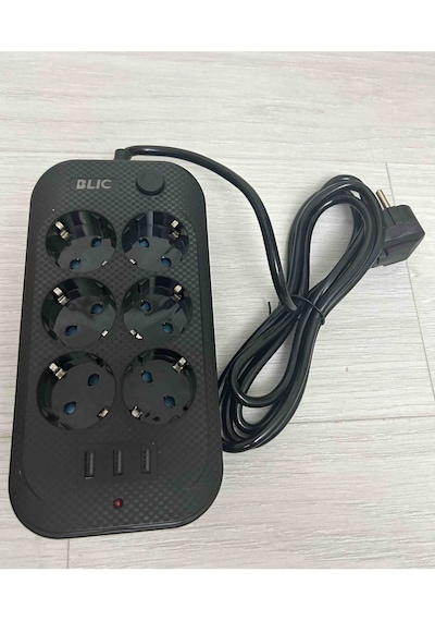 6'lı Çoklu Priz 2 Usb+1 Type-c Hızlı Şarj Girişli,termal Akım Ve Çocuk Korumalı, Uzatma Prizi 2 M