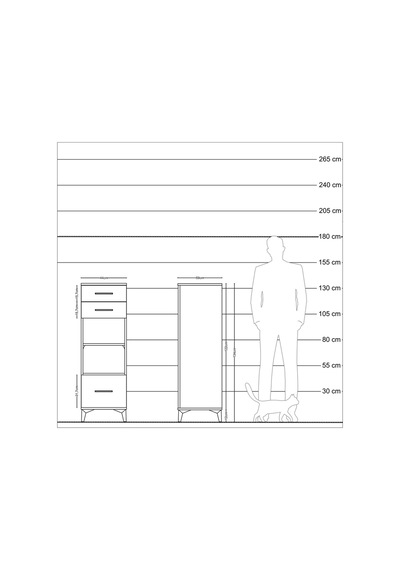 Kronos Dolap 2 Raflı 3 Çekmeceli 44x59x134 Aytaşı-aytaşı Aytaşı