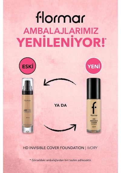 Flormar Doğal Bitişli Fondöten- Invisible Cover HD Fdt. - 060 Ivory - 8682536059077