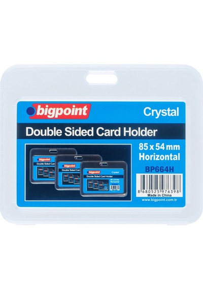 Bigpoint Çift Taraflı Kart Kabı Kristal Yatay Şeffaf 85x54mm X 10 Adet