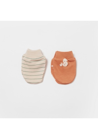Biorganic Cool Lines Bunny 2'li Bebek Eldiveni 72219 Bej - Hardal