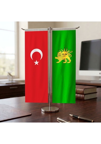 Safavi Devleti Bayrağı Ve Türkiye Bayrağı Kırlangıç T Tipi Masa Bayrak Takımı Diğer