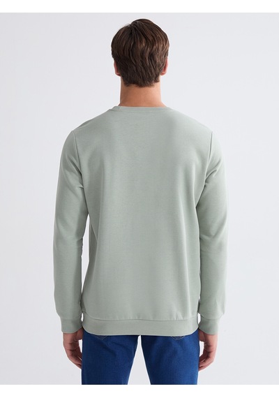 Lcwaıkıkı Basic Yeşil Bisiklet Yaka Erkek Kalın Sweatshirt
