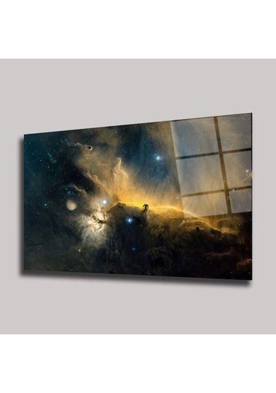 Derin Uzay Ve Altın Nebula - Cam Tablo - Deg0340 70 X 110 Cm