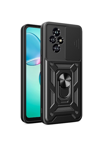 Zore Honor 200 Uyumlu Kılıf Magnetik Standlı Kamera Korumalı Ogaa Sürgülü Vega Kapak-siyah