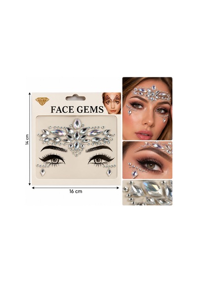 Gümüş Model Yapışkanlı Yüz Taşı Face Gems Taşlı Yüz Ve Vücut Süsü