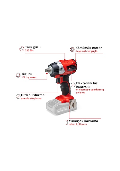Einhell TP-CW 18 Li BL - Solo Kömürsüz Akülü Darbeli Somun Sıkma - 4510040