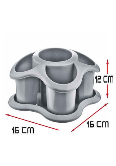 Mutfak Tezgah Üstü Kaşıklık Ve Düzenleyici 5 Bölmeli Çok Amaçlı Plastik Organizer Papatya 16x16cm Açık Gri