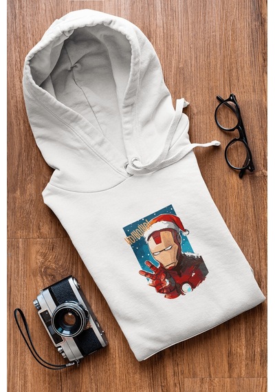İron Man Hohoho Yeni Yıl Kapşonlu Sweatshirt 001