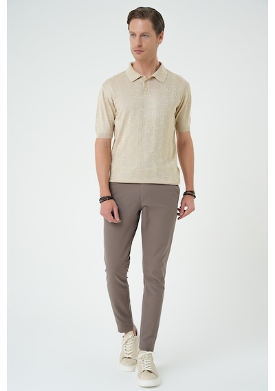 Efor Comfort Fit Polo Yaka Pamuklu Kısa Kol Casual Bej Triko Tişört Tr 880 Bej