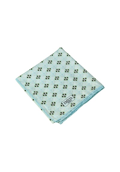 Mim Eşarp Emilya Rayon Desenli Eşarp 90x90 Cm Turkuaz - Beyaz