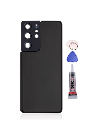 Samsung S21 Ultra Siyah Uyumlu Arka Kapak Batarya Kapağı Pil Kapağı Yapışkan Ve Sökme Aparatıyla Beraber Full Set Siyah