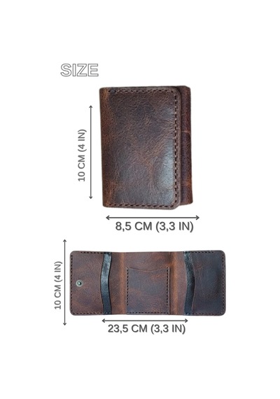 Huggy Craft Crazy Horse Deri Üç Katlı Cüzdan Vintage Kahverengi