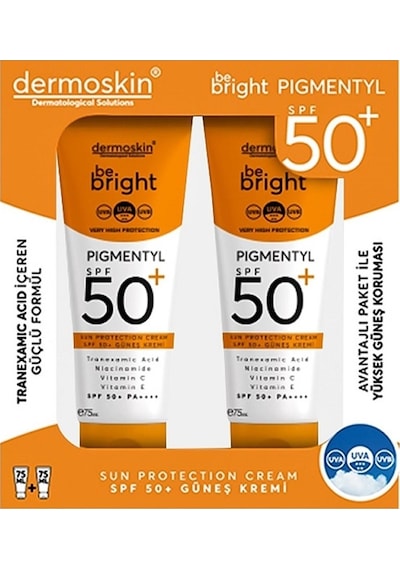 Dermoskin Be Bright Pigmentyl Güneş Koruyucu Krem SPF50+ 2 x 75 ML