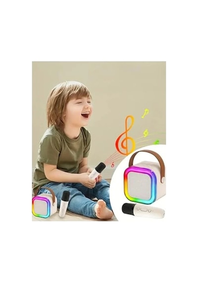 Mini Kablosuz Bluetooth Karaoke Hoparlör Kareoke Makinesi Çocuklar İçin Evde Karaoke Seti Pembe