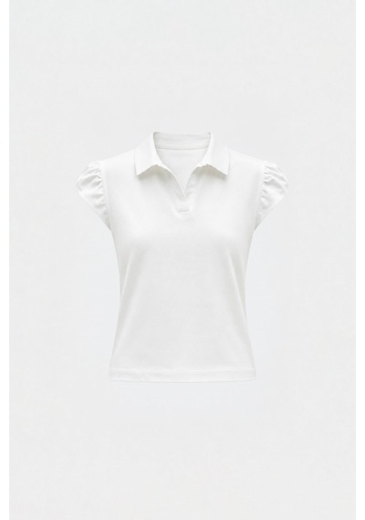 Suud Collection Ekru Joan Fit Polo Yaka Tişört