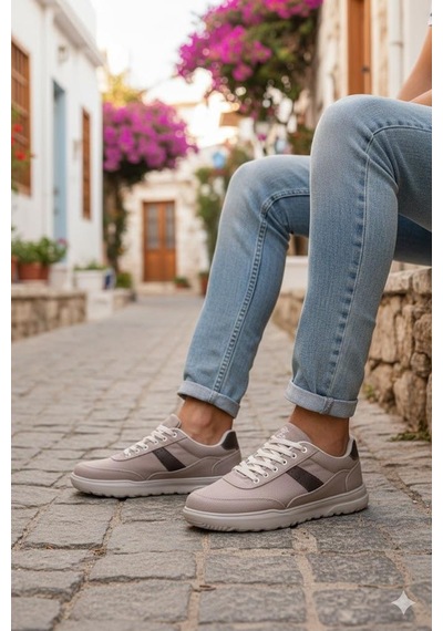 Fort 0226 Dks Keten Rahat Hafif Sneaker Erkek Ayakkabı Bej