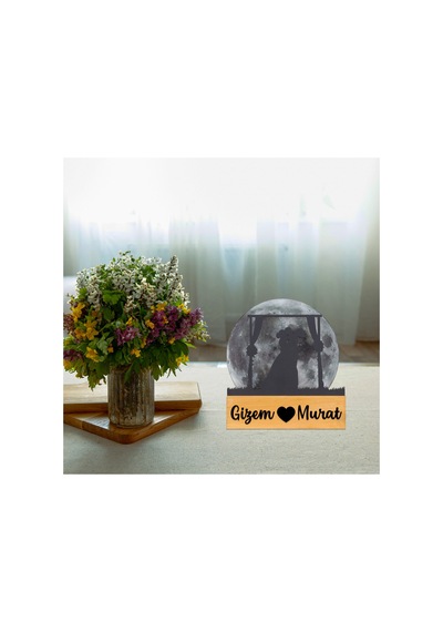 Led Işıklı Pleksi Dolunay Kişiselleştirilebilir Biblo Mariage Sarılan Gelin Damat Anahtar Askılı Gri - 737336431 Gri
