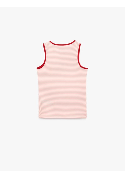 Koton Kolsuz Bisiklet Yaka Ribanalı Kiraz Baskılı Çizgili Atlet Pembe Çizgili 6skg30078ak