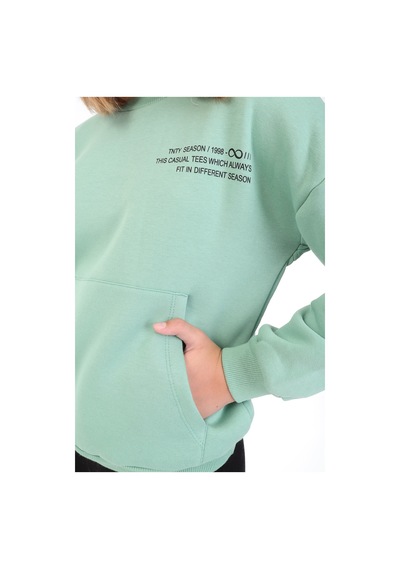 Toontoy Kids Toontoy Kız Çocuk Baskılı Sweatshirt Yeşil