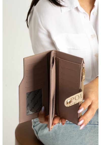 Just Polo Kadın Bol Kartlıklı Kağıt Para Bölmeli Cüzdan 10cmx18cm Pbu09 09vizon