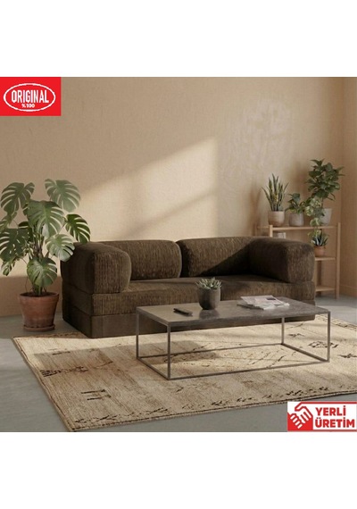 Pleasant K180x90 Sünger Kanepe Modüler Kadife Kumaşlı Koltuk Kahverengi