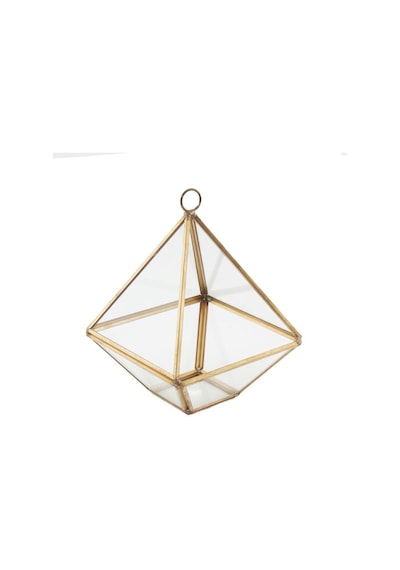 Mutluadim 12X10Cm Cam Fanus Üçgen Prizma Rose Renk Terrarium